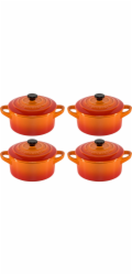 Le Creuset Stoneware Set of 4 petite Casseroles 10x5cm volcan.