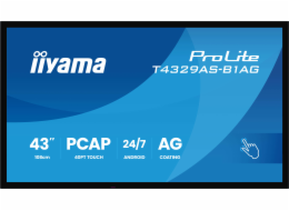 iiyama ProLite T4329AS-B1AG - 43" Trída úhloprícky (42.5" zobrazitelný) displej LCD s LED podsvícením - digital signage - s dotyková obrazovka (multi touch) - 4K UHD (2160p) 3840 x 2160 - Direct LED -