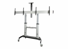 StarTech.com Dual TV Cart for 37-60in VESA TVs up to 110lb (50kg) each, Height Adjustable TV Mount, Mobile Display Cart w/ Webcam & Equipment Shelves, Lockable Casters, TV Cart on Wheels - Rolling TV 