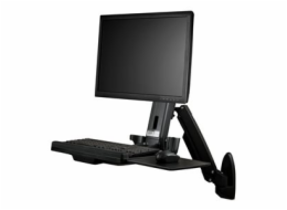 StarTech.com Wall Mount Workstation, Articulating Full Motion Standing Desk with Ergonomic Height Adjustable Monitor & Keyboard Tray Arm, Mouse & Scanner Holders, For Single VESA Display - Foldable St