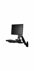 Startech Wall Mount Workstation, Articulating Full Motion Standing Desk with Ergonomic Height Adjustable Monitor & Keyboard Tray Arm, Mouse & Scanner Holders, For Single VESA Display - Foldable Standi