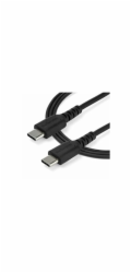 StarTech 1m USB C Charging Cable, Durable Fast Charge & Sync USB 2.0 Type C to USB C Laptop Charger Cord, TPE Jacket Aramid Fiber M/M 60W Black, Samsung S10, S20 iPad Pro MS Surface - Heavy Duty and R