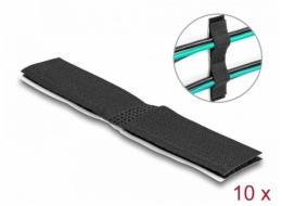 Delock Držák kabelů na suchý zip, samolepící, D 110 mm x Š 20 mm, sada 10 ks, černý