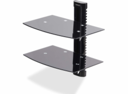 StarTech.com Dual Floating Wall-Mounted AV Shelves, Adjustable Height Shelf For Under TV, Organize A/V Equipment On Black Tempered Glass Shelves - Police - pro komponenty audio/video - hliník, ocel, p