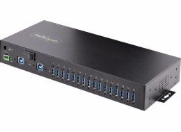 StarTech.com 16-Port Industrial USB 5Gbps Hub with Power Adapter, Metal Enclosure, Mountable, ESD Protection, Terminal Block Power, USB Charging, Dual-Host Switch - TAA - Rozbocovac - 16 x USB 3.2 Gen