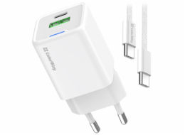 COLORWAY 1x USB-C/ síťová nabíječka/ GaN/ PD/ PPS/ QC/ 35W/ Včetně 100cm kabelu/ Bílá