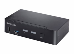 StarTech.com USB C KVM Switch, 2 Port DisplayPort KVM w/ 4K 60Hz UHD HDR Video, 3.5mm Audio, USB Type C KVM Switch, 4x USB HID and 2x USB A 3.2 Gen 1 5Gbps Hub, Thunderbolt 3/4 Compatible - Hot Key Sw