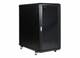 StarTech.com 22U Server Rack Cabinet with secure locking door - 4 Post Adjustable Depth (5.5" to 28.7") - 1768 lb capacity - 19 inch Portable Network Equipment Enclosure on wheels/casters (RK2236BKF) 