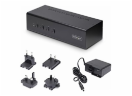 StarTech.com 4-Port Dual-Monitor DisplayPort KVM Switch, 4K 60Hz, 2x USB 5Gbps Hub Ports, 2x USB 2.0 HID Ports, Hotkey and Push-Button Switching, TAA Compliant - 3.5mm Audio, HDCP (P4DD46A2-KVM-SWITCH