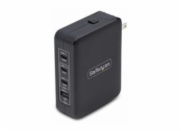 StarTech.com 140W USB-C Wall Charger, USB-C/USB-A, PD GaN Power Adapter - Sítový adaptér - technologie GaN - 140 Watt - 5 A - napájení Power Delivery 3.1 - 4 výstupní konektory (USB, 3 x USB-C) - cern