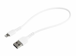 StarTech.com 12 in(30cm) Durable White USB-A to Lightning Cable, Heavy Duty Rugged Aramid Fiber USB Type A to Lightning Charger/Sync Power Cord, Apple MFi Certified iPad/iPhone 12 Pro Max - iPhone 7/8