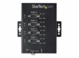StarTech.com 4 Port Serial Hub USB to RS232/RS485/RS422 Adapter, Industrial USB 2.0 to DB9 Serial Converter Hub, IP30 Rated, Din Rail Mountable Metal Serial Hub, 15kV ESD Protection - 6ft Locking Cabl