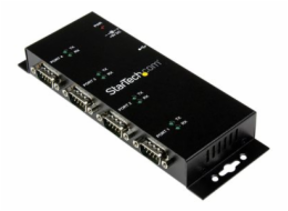 StarTech.com 4 Port USB to Serial RS232 Adapter - Wall Mount - Din Rail - COM Port Retention - FTDI USB to DB9 RS232 Hub (ICUSB2324I) - Sériový adaptér - USB 2.0 - RS-232 x 4 - černá