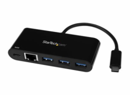 StarTech.com 3 Port USB-C Hub with Gigabit Ethernet & 60W Power Delivery Passthrough Laptop Charging, USB-C to 3x USB-A (USB 3.0 SuperSpeed 5Gbps), USB 3.1/USB 3.2 Gen 1 Type-C Adapter Hub - Windows/m