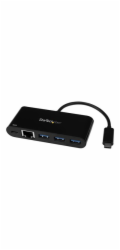 Startech 3 Port USB-C Hub with Gigabit Ethernet & 60W Power Delivery Passthrough Laptop Charging, USB-C to 3x USB-A (USB 3.0 SuperSpeed 5Gbps), USB 3.1/USB 3.2 Gen 1 Type-C Adapter Hub - Windows/macOS