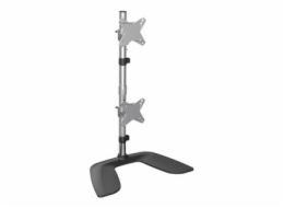 StarTech.com Vertical Dual Monitor Stand, Ergonomic Desktop Stacked Two Monitor Stand up to 27 inch VESA Mount Displays, Free Standing Universal Monitor Mount, Height Adjustable, Silver - Double Monit