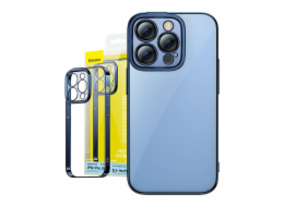 Sada průhledného pouzdra Baseus Glitter a tvrzeného skla pro iPhone 14 Pro (modrá)