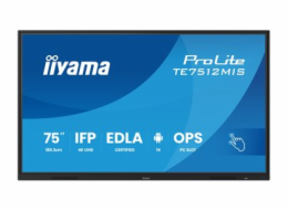 iiyama ProLite TE7512MIS-B4AG - 75" Trída úhloprícky (74.52" zobrazitelný) displej LCD s LED podsvícením - interaktivní digital signage - s dotyková obrazovka (multi touch) / volitelná funkce PC slotu