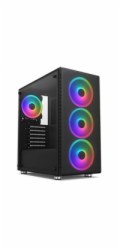 1stCOOL skříň RAINBOW 4, Mid Tower, AU, USB 3.0, 4x 120mm RGB Fan, černá