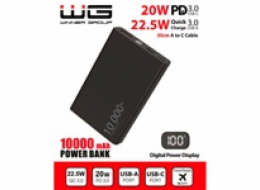 WG - Power Bank 10000 mAh,  USB-C PD 20W + USB-A 22.5W, černá
