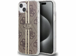 Guess Guess GUHCP15MH4PSEGW hnědý/hnědý pevný kryt IML 4G se zlatými pruhy pro iPhone 15 Plus / 14 Plus 6.7