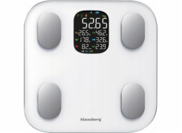KOUPELNOVÁ VÁHA S MĚŘENÍM TUKU A SLOŽENÍ TĚLA, SMART, BT, KLAUSBERG KB-7855 BÍLÁ
