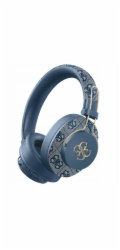 Guess Sluchátka Bluetooth ENC Metal 4G Logo Blue On Ear