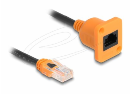 Delock - Sítový prodlužovací kabel - RJ-45 (M) do RJ-45 (F) typ D - 30 cm - 5.5 mm - UTP - CAT 5e - oranžová/cerná