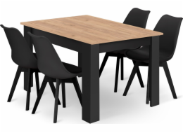 Leobert Set obdélníkový stůl 120x80 řemeslný + 4 židle MARK černé