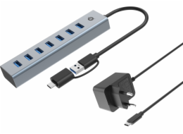 Conceptronic USB HUB Conceptronic HUBBIES21GP huby a rozbočovače USB 3.2 Gen 1 (3.1 Gen 1) Typ-A 5000 Mbit/s Šedá