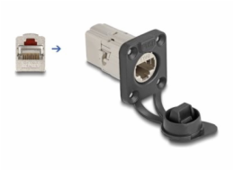 Delock - Modulární vložka (spojka) - D-Type, with protective cap, IP66 dust and waterproof - CAT 6a - STP - RJ-45 - stríbrná