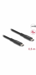 Delock&nbsp;USB&nbsp;20&nbsp;Gbps&nbsp;kabel&nbsp;USB&nbsp;Type-C™&nbsp;samec&nbsp;na&nbsp;samec&nbsp;PD&nbsp;3.0&nbsp;100&nbsp;W&nbsp;E-Marker&nbsp;0,5&nbsp;m&nbsp;černý&nbsp;kov
