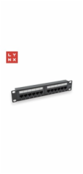 LYNX 10" patch panel 12-port, UTP Cat6, 50µ, nestíněný, černý