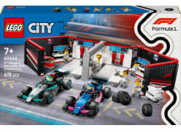 LEGO 60444 City garáž F1 se závodními auty Mercedes-AMG a Alpine, stavebnice