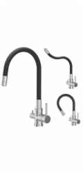 Steiner AGNES SteelQ třícestná ocelová kuchyňská baterie s flexibilním výtokem, ocel