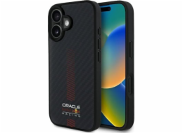 Pevné pouzdro Red Bull RBHMP16M24CFGSMK iPhone 16 Plus 6.7 černo/černé Carbon Fiber Power Bar MagSafe