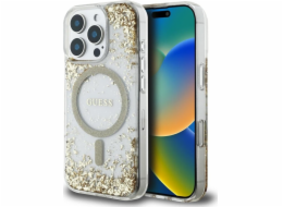 Guess Pouzdro HC Resin Bottom Glitter pro iPhone 16 Pro MagSafe zlaté