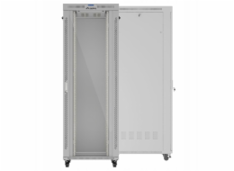Lanberg 47U 800x1000 šedá stojatá racková skříň s prosklenými dvířky, LCD (ploché balení) V2