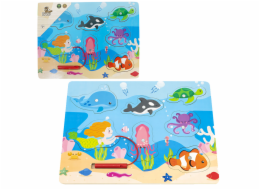BABU - Dřevěné puzzle s prutem mořský svět