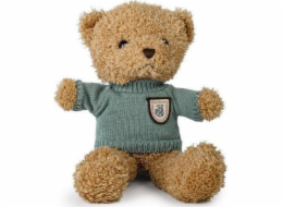Daffi Maskot hnědý plyšový medvídek v mátovém svetru, 22 cm