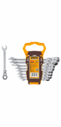 Ingco HKSPAR1083 Klíč očkoplochý račnový CrMo 8-19mm 8ks, CrV