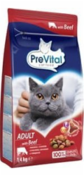 PREVITAL Cat Food Adult s hovězím - suché krmivo pro kočky - 1,4 kg