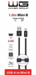 WG - Datový kabel USB Mini-B (5 pins)-USB-A / 1m / nylon braided / black