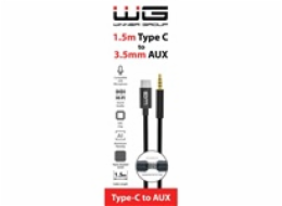 WG - Kabel Type-C (male) na AUX 3,5mm jack (male), 1,5metru, DAC chip, černá