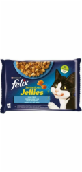 Felix Sensations Mix - lososové krevety oceánské ryby s rajčaty - mokré krmivo pro kočky - 4x85 g