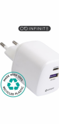 eSTUFF INFINITE USB-C Charger, EU, PD 67W GaN.,100 % recyklovaný TPU, bílá