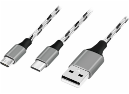 LogiLink Kabel USB 2.0 A/M na micro USB + USB-C, 1,2 m