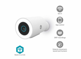 NEDIS IP kamera/ venkovní/ IP65/ Wi-Fi/ Reflektor/ 3Mpix/ 1296p/ Onvif/ detekce pohybu/ noční vidění 10m/ bílá