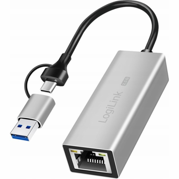 LogiLink Adaptér USB-A/-C na 2,5G Ethernet, šedý