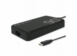 Qoltec 90W GaN rychlá SLIM nabíječka do zásuvky | PD | 5–20 V | 4,5 A | USB-C 3.1 | Notebook | MacBook | Chytrý telefon | +kabel